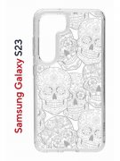 Чехол-накладка Samsung Galaxy S23 (638518) Kruche PRINT Skull White