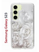 Чехол-накладка Samsung Galaxy S23 Kruche Print White roses