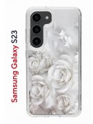 Чехол-накладка Samsung Galaxy S23 Kruche Print White roses