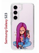 Чехол-накладка Samsung Galaxy S23 (638518) Kruche PRINT Pink Hair