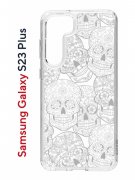 Чехол-накладка Samsung Galaxy S23 Plus Kruche Print Skull White