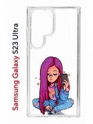 Чехол-накладка Samsung Galaxy S23 Ultra (638515) Kruche PRINT Pink Hair