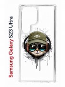 Чехол-накладка Samsung Galaxy S23 Ultra (638515) Kruche PRINT Кот в наушниках