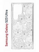 Чехол-накладка Samsung Galaxy S23 Ultra (638515) Kruche PRINT Skull White