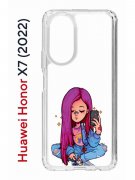 Чехол-накладка Huawei Honor X7 (2022) (638390) Kruche PRINT Pink Hair