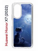 Чехол-накладка Huawei Honor X7 (2022) (638390) Kruche PRINT Лунный кот