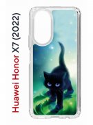 Чехол-накладка Huawei Honor X7 (2022) (638390) Kruche PRINT Черный кот