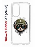 Чехол-накладка Huawei Honor X7 (2022) (638390) Kruche PRINT Кот в наушниках