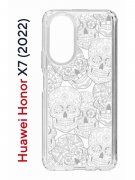 Чехол-накладка Huawei Honor X7 (2022) (638390) Kruche PRINT Skull White