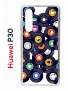 Чехол-накладка Huawei P30  (638392) Kruche PRINT Виниловые пластинки
