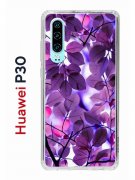 Чехол-накладка Huawei P30  (638392) Kruche PRINT Purple leaves