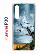 Чехол-накладка Huawei P30  (638392) Kruche PRINT Журавли