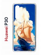 Чехол-накладка Huawei P30  (638392) Kruche PRINT Парусник