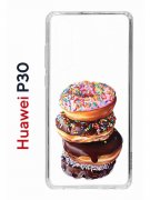 Чехол-накладка Huawei P30  (638392) Kruche PRINT Donuts