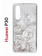 Чехол-накладка Huawei P30 Kruche Print White roses