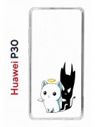 Чехол-накладка Huawei P30  (638392) Kruche PRINT Angel Demon
