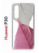 Чехол-накладка Huawei P30  (638392) Kruche PRINT Pink and white