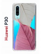 Чехол-накладка Huawei P30  (638392) Kruche PRINT Pink and white