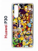 Чехол-накладка Huawei P30  (638392) Kruche PRINT Симпсоны