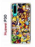 Чехол-накладка Huawei P30  (638392) Kruche PRINT Симпсоны