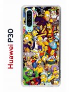 Чехол-накладка Huawei P30  (638392) Kruche PRINT Симпсоны