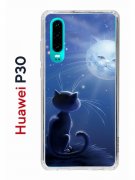 Чехол-накладка Huawei P30  (638392) Kruche PRINT Лунный кот
