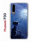 Чехол-накладка Huawei P30  (638392) Kruche PRINT Лунный кот