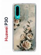 Чехол-накладка Huawei P30  (638392) Kruche PRINT Белые розы