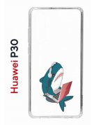 Чехол-накладка Huawei P30  (638392) Kruche PRINT Акула