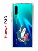 Чехол-накладка Huawei P30  (638392) Kruche PRINT Акула