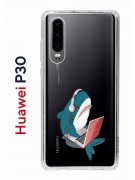 Чехол-накладка Huawei P30  (638392) Kruche PRINT Акула