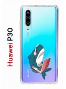 Чехол-накладка Huawei P30  (638392) Kruche PRINT Акула