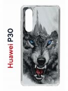 Чехол-накладка Huawei P30  (638392) Kruche PRINT Волк