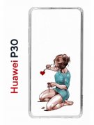 Чехол-накладка Huawei P30  (638392) Kruche PRINT Рисуя любовь