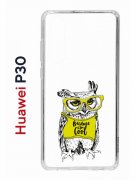 Чехол-накладка Huawei P30  (638392) Kruche PRINT Сова в очках