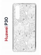 Чехол-накладка Huawei P30 Kruche Print Skull White