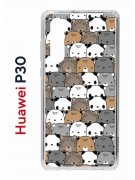Чехол-накладка Huawei P30  (638392) Kruche PRINT Медвежата