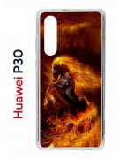 Чехол-накладка Huawei P30  (638392) Kruche PRINT Конь огонь
