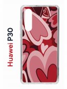 Чехол-накладка Huawei P30  (638392) Kruche PRINT Сердечки