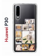 Чехол-накладка Huawei P30 Kruche Print Коты-Мемы