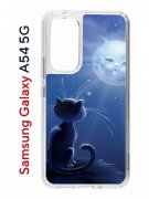 Чехол-накладка Samsung Galaxy A54 5G Kruche Print Лунный кот