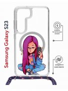 Чехол-накладка Samsung Galaxy S23 (638523) Kruche PRINT Pink Hair