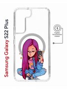 Чехол-накладка Samsung Galaxy S22 Plus (638519) Kruche PRINT Pink Hair