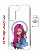 Чехол-накладка Samsung Galaxy S22 (638522) Kruche PRINT Pink Hair
