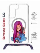 Чехол-накладка Samsung Galaxy S22 (638524) Kruche PRINT Pink Hair