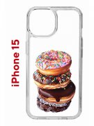 Чехол-накладка Apple iPhone 15 (641578) Kruche PRINT Donuts