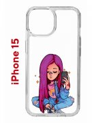 Чехол-накладка Apple iPhone 15 (641578) Kruche PRINT Pink Hair
