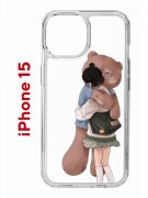 Чехол-накладка Apple iPhone 15 (641578) Kruche PRINT Девочка с мишкой