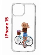 Чехол-накладка Apple iPhone 15 (641578) Kruche PRINT Велосипедная прогулка