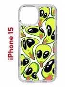 Чехол-накладка Apple iPhone 15 (641578) Kruche PRINT Инопланетянин